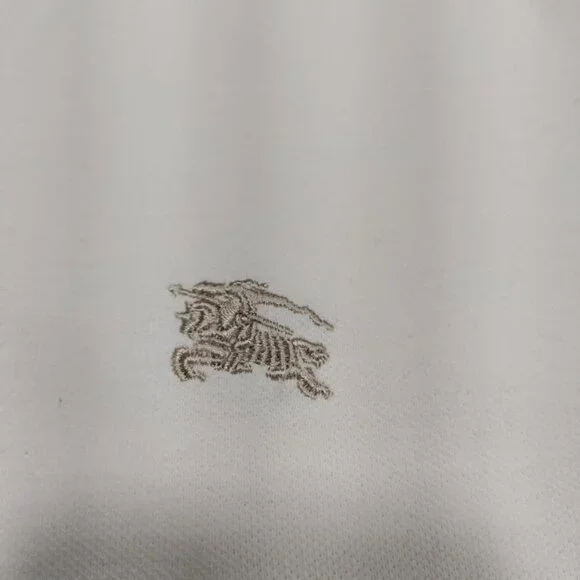Burberry Brit White Embroidered Logo Plaid Details Placket Polo Shirt Men's M - Picture 4 of 16